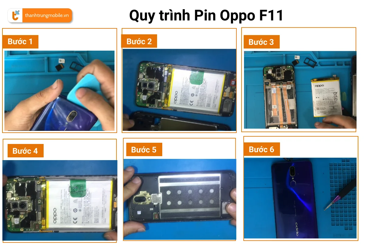 Quy trình thay Pin Oppo F11 tại Thành Trung Mobile