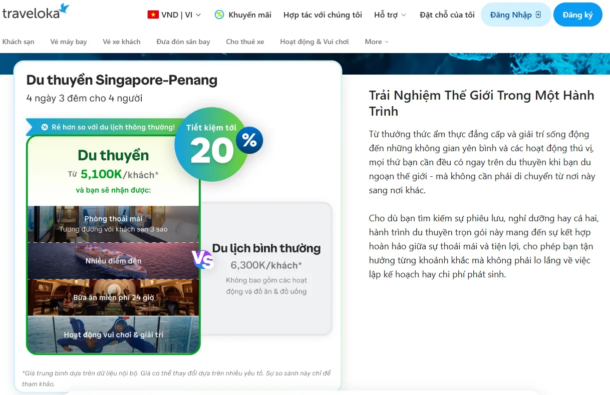 Đặt vé du thuyền dễ dàng trên Traveloka 